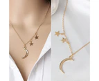 Necklace Moon Star Design Beautiful Alloy Clavicle Chain Jewelry Accessories for Party-Golden