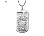 Fashion Unisex Stainless Steel To My Son Daughter Bead Chain Letters Necklace