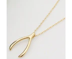 Magical Wishbone Pendant Necklace Good Luck Charm Clavicle Chain Jewelry Gift-Golden