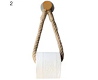 Punch Free Vintage Hemp Rope Hanging Bathroom Toilet Roll Paper Towel Rack Tool-4#