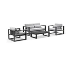 Santorini 2+1+1 Outdoor Aluminium Lounge Set with Coffee Table - Outdoor Lounges - Charcoal