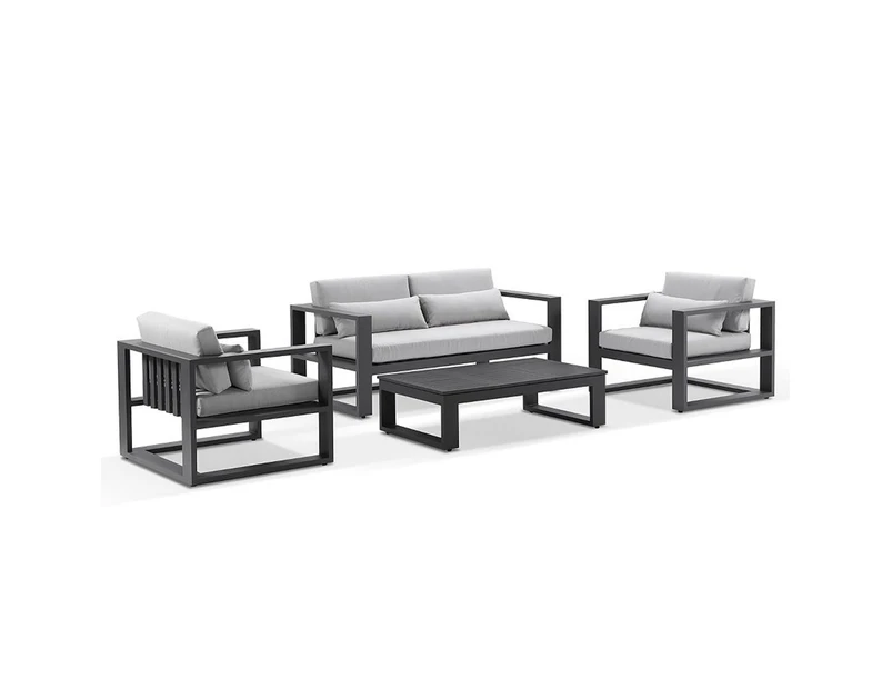 Santorini 2+1+1 Outdoor Aluminium Lounge Set with Coffee Table - Outdoor Lounges - Charcoal