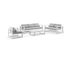 Santorini 3+2+1 Outdoor Lounge Setting with Coffee Table - Outdoor Aluminium Lounges - White