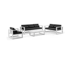 Santorini 3+2+1 Outdoor Lounge Setting with Coffee Table - Outdoor Aluminium Lounges - White