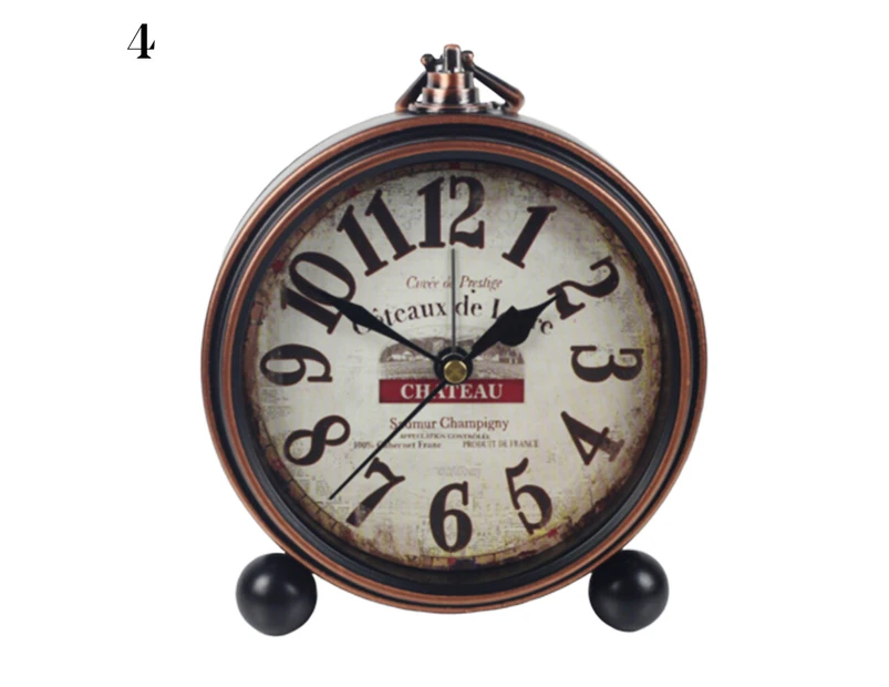 Retro Vintage Silent Battery Operated Desk Clock Office Home Living Room Decor-4#