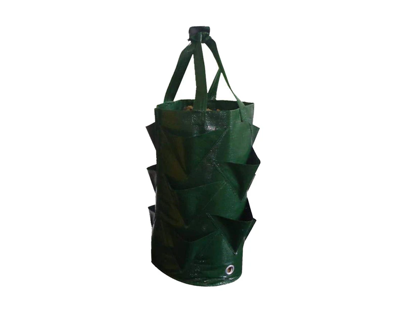 Garden Strawberry PE Hanging Grow Planting Bag Plant Root Pot Pouch Container-Dark Green - Dark Green