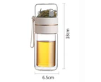 Double Wall Glass Tea Infuser Bottle Tea Tumbler With Infuser Portable Tea Bottle For Loose Tea Travel Tea Mug With Strainer Dual-use Tea Cup(White)