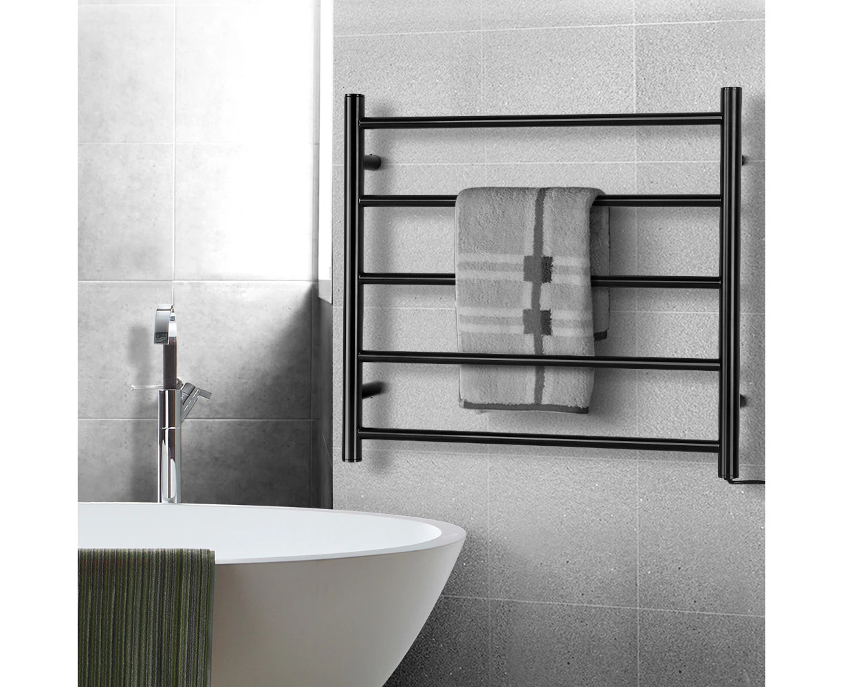 Devanti Electric Heated Towel Rail Rack 5 Bars Wall Mounted Clothes Dry Warmer