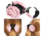 Hair Clip Roes Flower Shape Sturdy Elegant Rose Flower Hair Claws for Gift-Pink