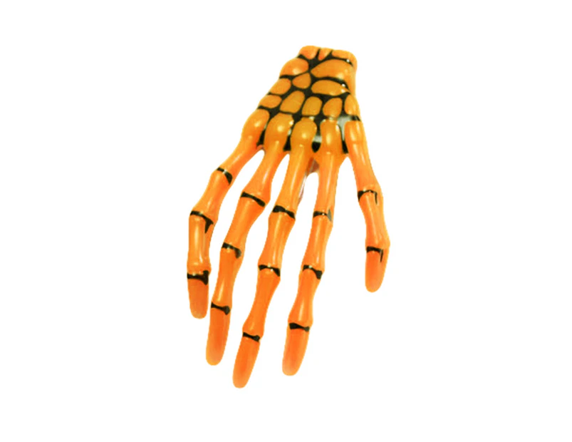 Punk Women Skeleton Claw Zombie Hand Hair Clip Hairpin Bobby Pin Halloween Decor-Orange