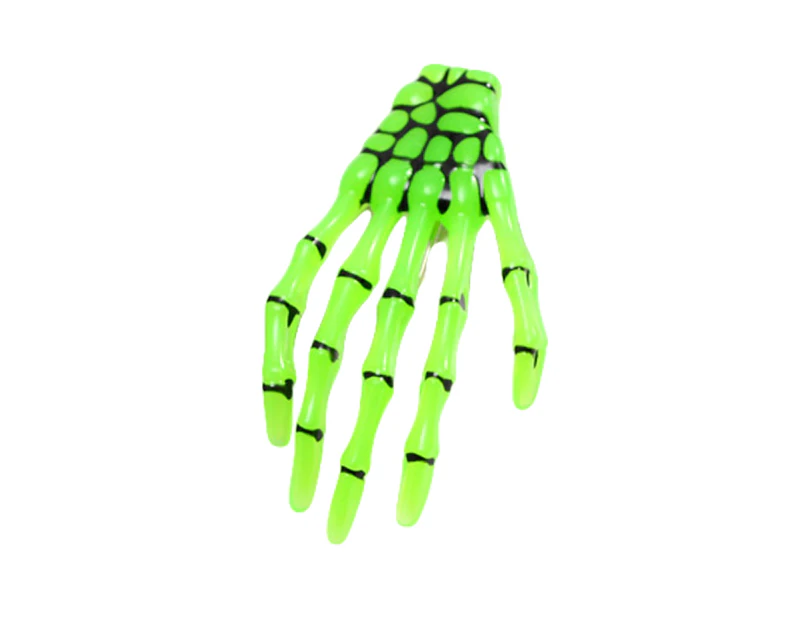 Punk Women Skeleton Claw Zombie Hand Hair Clip Hairpin Bobby Pin Halloween Decor-Green