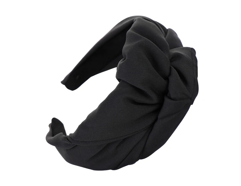 Solid Color Cross Knot Fashion Women Girl Headwear Hair Hoop Wide Rim Head Band-Black