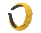 Simple Women Girls Soft Cloth Twist Bowknot Hairband Head Hoop Hair Accessory-Yellow