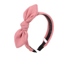 Solid Color Striped Bowknot Knit Hair Hoop Fashion Women Wide Headband Headwrap-Pink