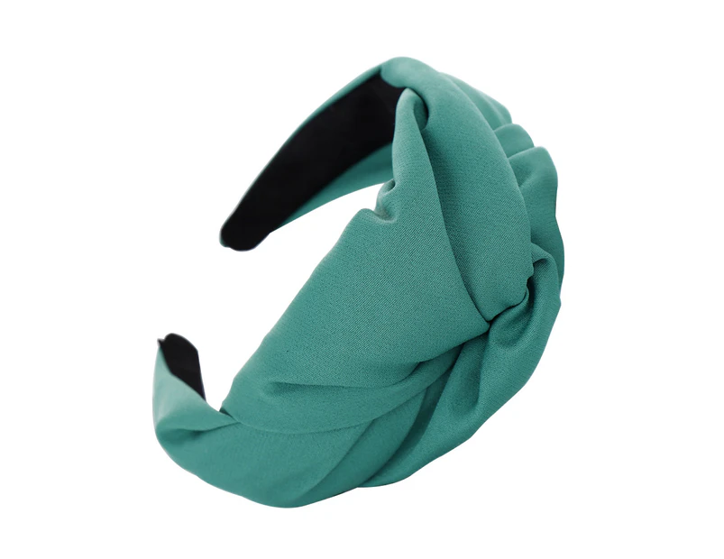 Solid Color Cross Knot Fashion Women Girl Headwear Hair Hoop Wide Rim Head Band-Green