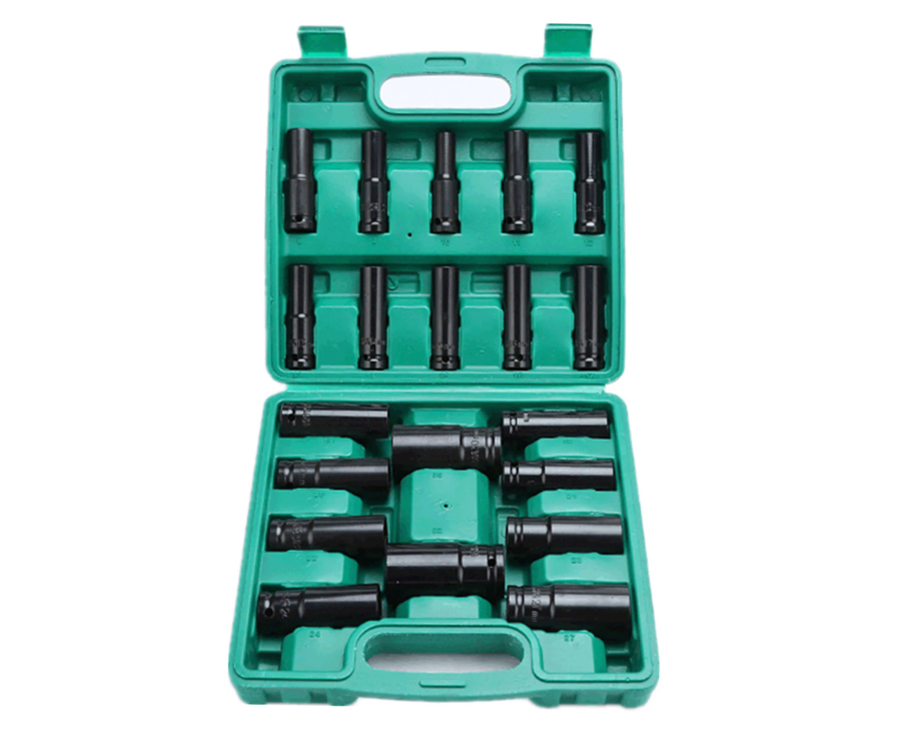 Oweite 20PCS 1/2 inch 8-32mm Heavy Duty Long Deep Impact Socket Tool Set Metric CR-V Steel Garage Tools Set