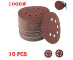 Youngly 10pcs 5Inch 125mm Round Sandpaper Sanding Disk Sander Grit 1000 Hook and Loop Sanding Disc Polish Abrasive Tools