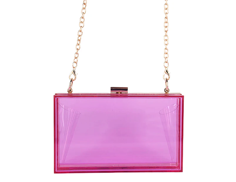 Crossbody Bag Transparent Square Solid Storage Acrylic Multipurpose Messenger Bag for Outdoor-Purple