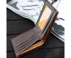 Men Business Faux Leather Wallet Card Holder Clutch Bifold Pocket Slim Purse-Black