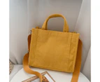Shoulder Bag Solid Color Storage Corduroy Korean Style Multipurpose Crossbody Bag for Daily Life-Yellow