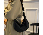 Women Chest Bag Half Moon Shape Adjustable Large Capacity Crossbody Bag Fanny Bag for Daily Life-Black