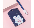 Card Pouch Convenient Cartoon Design Cute Multifunctional Bus Card Protector with Lanyard for Students-3#