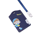 Card Pouch Convenient Cartoon Design Cute Multifunctional Bus Card Protector with Lanyard for Students-4#