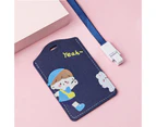 Card Pouch Convenient Cartoon Design Cute Multifunctional Bus Card Protector with Lanyard for Students-4#