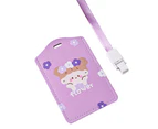 Card Pouch Convenient Cartoon Design Cute Multifunctional Bus Card Protector with Lanyard for Students-6#