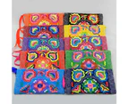 Women Ethnic Handmade Embroidered Wristlet Clutch Bag Zipper Purse Long Wallet-Purple