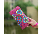 Women Ethnic Handmade Embroidered Wristlet Clutch Bag Zipper Purse Long Wallet-Purple