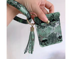 Mini Women Solid Color Tassel Faux Leather Key Chain Coin Pouch Purse Card Bag-Light Blue