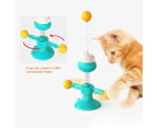 Cat Teaser Toy Relieve Boredom Interactive Turntable Spring Toy Pet Play Ball Toy Cat Stick Toy Cat Supplies-Blue