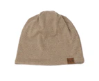 Autumn Winter Unisex Hat Solid Color Warm Relaxed Fit Hip Hop Plush Beanie Cap for Outdoor-Khaki