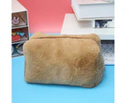 Cosmetic Bag Plush Portable Large Capacity Reusable Bright Color Makeup Brush Bag Pen Bag for Shopping-Brown