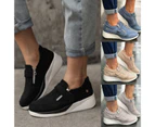 Women Casual Magic Tape Zipper Wedge Shoes Anti Skid Platform Sneakers Footwear-Blue