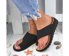 Summer Beach Clip Toe Faux Leather Slide Sandals Shoes Women Flat Flip-Flops-Silver