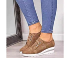 Sports Shoes Stylish Hollow Casual Woman Hollow Summer Shoes for Sports-Khaki