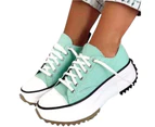 1 Pair Non-slip Rubber Outsole Canvas Shoes Women Low-top Thick-soled Casual Shoes Footwear -Lake Blue