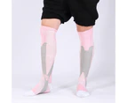 Men Color Block Breathable Compression Socks Stockings for Sport Running Cycling-Fluorescent Green Light