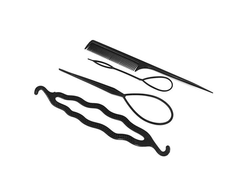4 Pcs/Set Styling Clip Bun Maker Hair Design Twist Braid Ponytail Tool  Accessory-Black .au