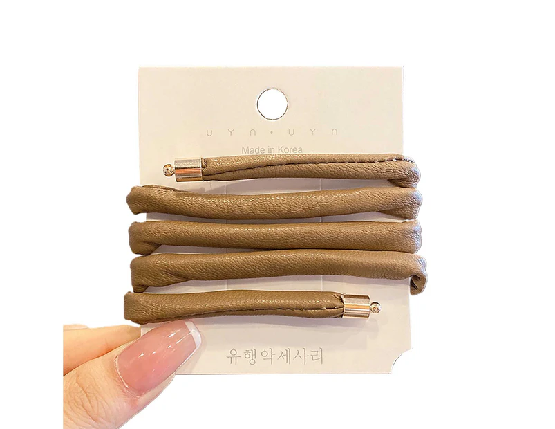 Flexible Foldable Decorative Hair Rope Straight Long Faux Leather Ponytail  Holder Hair Accessories-Coffee .au
