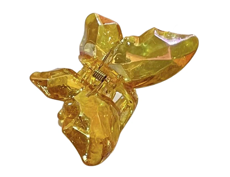Non-Slip Crossing Teeth Hair Claw Acrylic Clear Butterflies Shape Hair Claw Styling Tool-Yellow