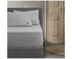 Ardor 1000TC Fitted Combo Queen Bed Sheet w/ 2x Pillowcases Home Bedding Silver