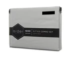 Ardor 1000TC Fitted Combo Queen Bed Sheet w/ 2x Pillowcases Home Bedding Silver