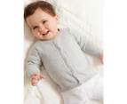 Purebaby Organic Cotton Baby Logo Buttons Basic Cardigan Pale Grey Melange