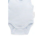 Purebaby Organic Cotton Baby Rib Snap Button Bodysuits Pale Blue 2-Pc Pack