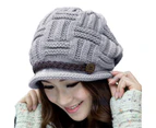 Beanie Hat Belt Decoration Korean Style Autumn Winter Windproof Warm Hat for Outdoor-Grey