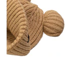Beanie Hat Bear Ears Shape Knitted Autumn Winter Windproof Warm Hat for Outdoor-Khaki