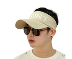 Baseball Cap Contrast Color Letter Print Sun Protection Hollow Out Baseball Hat for Running-Beige